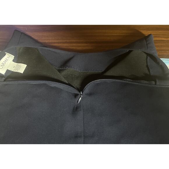 CARMEN MARC VALVO WOMEN'S Dark Blue SLEEVELESS TOP XS Zip Back,Silver Grommets - Picture 12 of 16